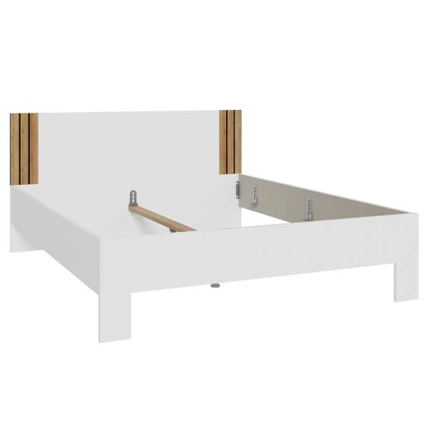 Bedframe Piechov wit/Riviera eikenhouten look - 160 x 200 cm