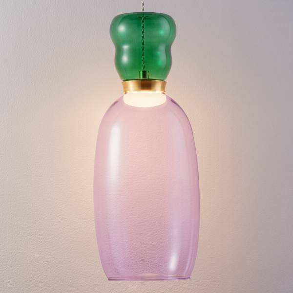 Hanglamp Pluma gekleurd glas/aluminium - lila/groen - Aantal lichtbronnen: 1