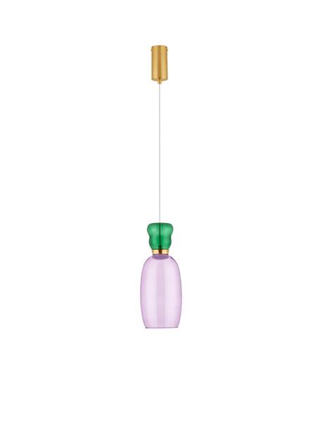 Hanglamp Pluma gekleurd glas/aluminium - lila/groen - Aantal lichtbronnen: 1