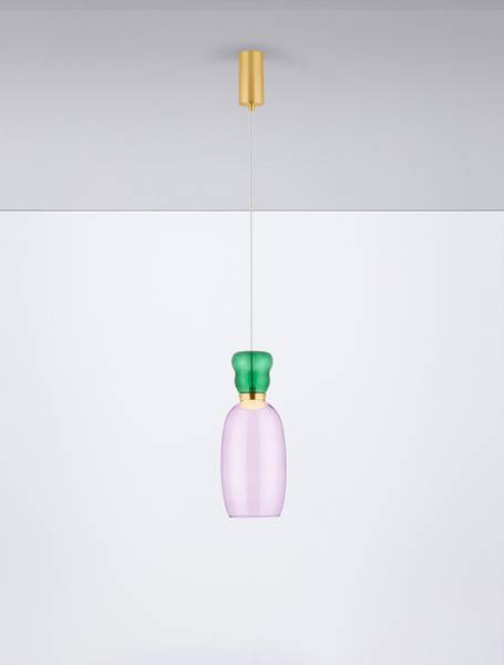 Hanglamp Pluma gekleurd glas/aluminium - lila/groen - Aantal lichtbronnen: 1