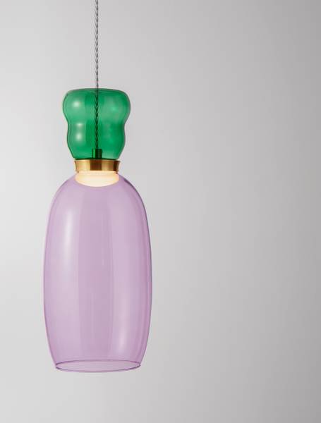 Hanglamp Pluma gekleurd glas/aluminium - lila/groen - Aantal lichtbronnen: 1
