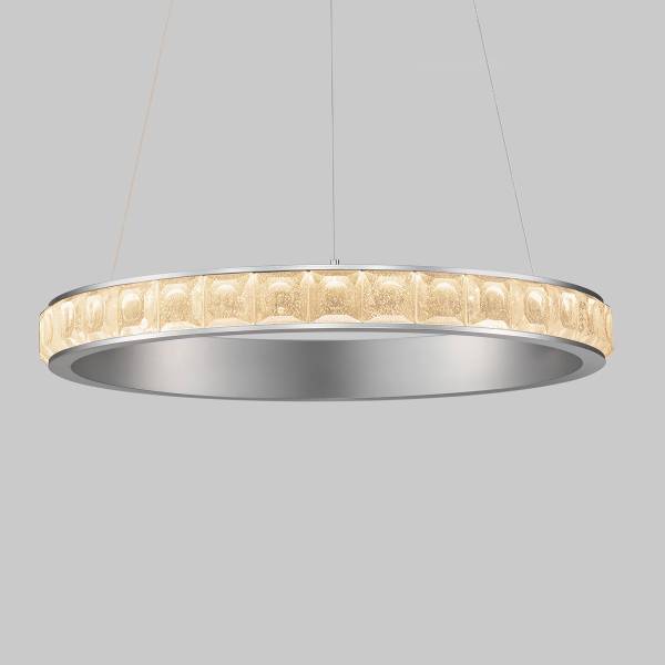 Pendelleuchte Eteken Kristallglas / Aluminium - Silber - Durchmesser: 60 cm