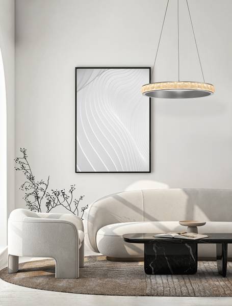 Pendelleuchte Eteken Kristallglas / Aluminium - Silber - Durchmesser: 60 cm