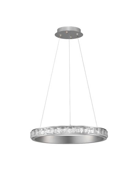 Pendelleuchte Eteken Kristallglas / Aluminium - Silber - Durchmesser: 60 cm