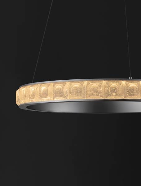 Pendelleuchte Eteken Kristallglas / Aluminium - Silber - Durchmesser: 60 cm