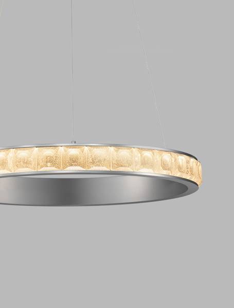 Pendelleuchte Eteken Kristallglas / Aluminium - Silber - Durchmesser: 60 cm