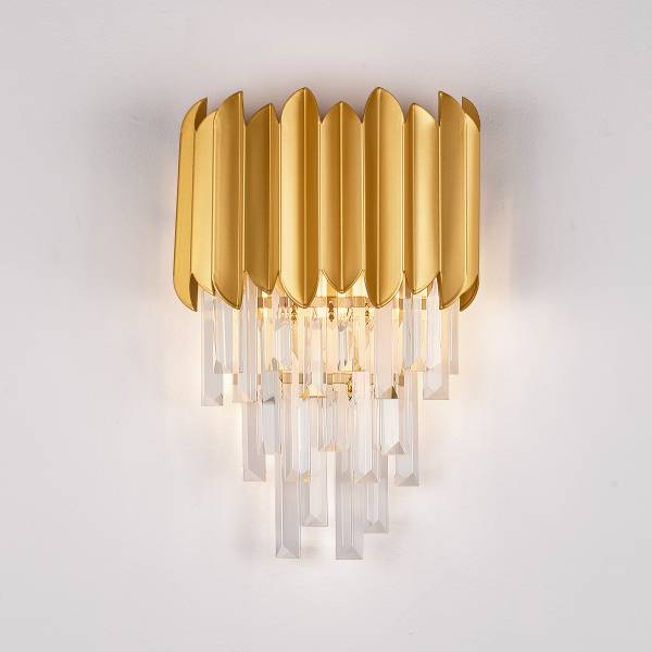 Wandleuchte Magnolia Kristallglas / Aluminium - Gold
