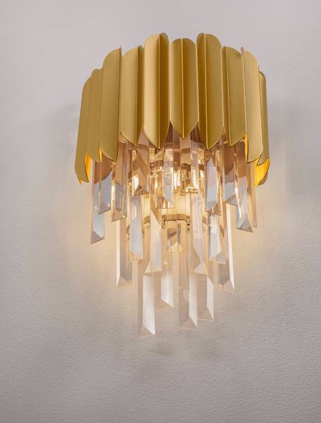 Wandleuchte Magnolia Kristallglas / Aluminium - Gold