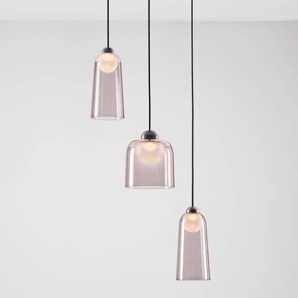 Pendelleuchte Dione Typ D Rauchglas / Aluminium - Schwarz - Flammenanzahl: 3