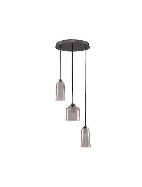 Pendelleuchte Dione Typ D Rauchglas / Aluminium - Schwarz - Flammenanzahl: 3