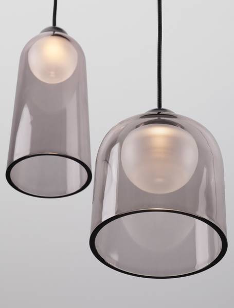 Pendelleuchte Dione Typ D Rauchglas / Aluminium - Schwarz - Flammenanzahl: 3