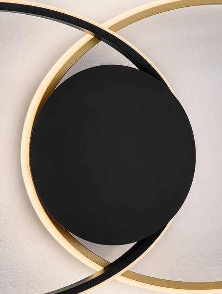 Deckenleuchte Aveo Aluminium / Acrylglas - Schwarz / Gold - Flammenanzahl: 2