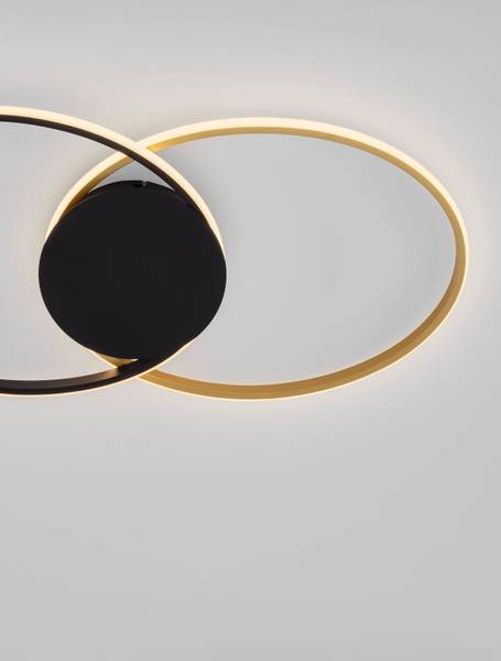Deckenleuchte Aveo Aluminium / Acrylglas - Schwarz / Gold - Flammenanzahl: 2