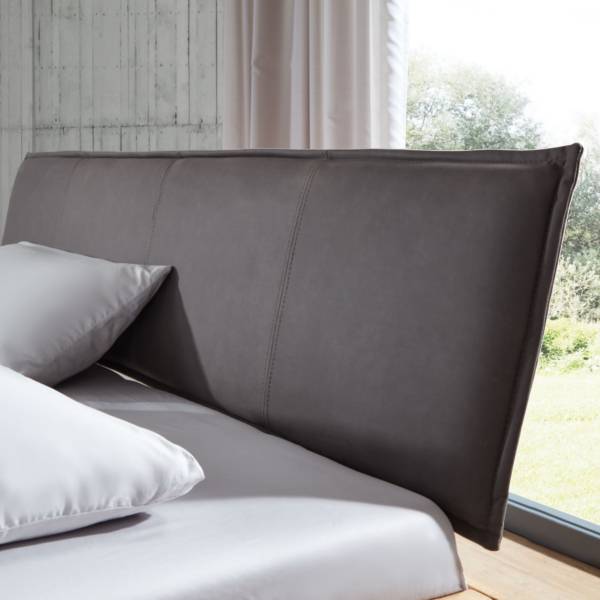Letto in legno massello Tipes Microfibra - Nero / Rovere - 140 x 200cm