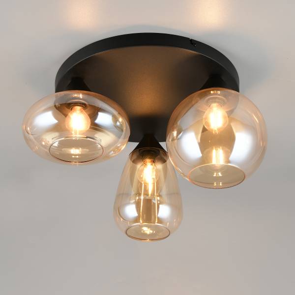 Deckenleuchte Lumina Farbglas / Eisen - Orange - Flammenanzahl: 3