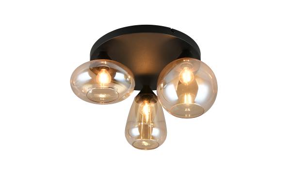 Deckenleuchte Lumina Farbglas / Eisen - Orange - Flammenanzahl: 3