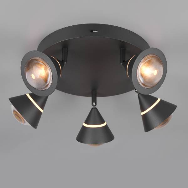 LED-Deckenleuchte Romeo Eisen - 5-flammig - Schwarz