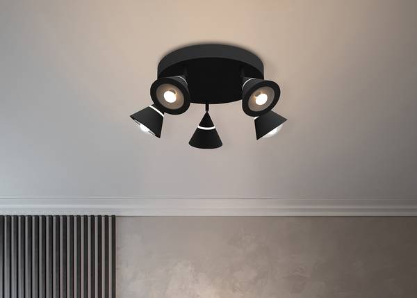 LED-Deckenleuchte Romeo Eisen - 5-flammig - Schwarz