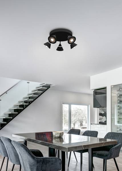 LED-Deckenleuchte Romeo Eisen - 5-flammig - Schwarz