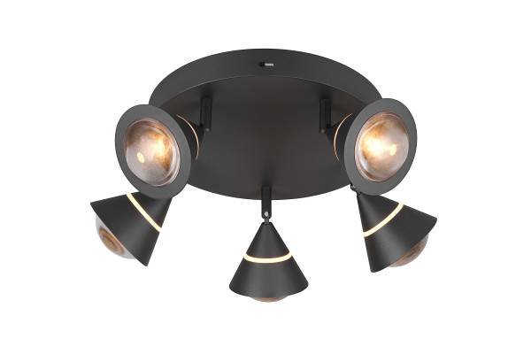LED-Deckenleuchte Romeo Eisen - 5-flammig - Schwarz