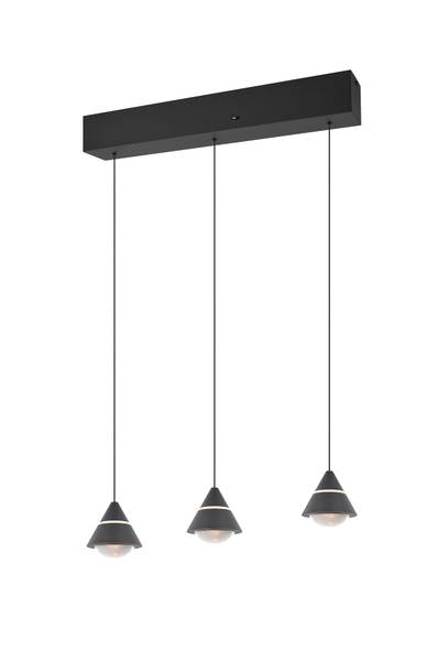 LED-Pendelleuchte Romeo rechteckig Eisen - Schwarz - Flammenanzahl: 3