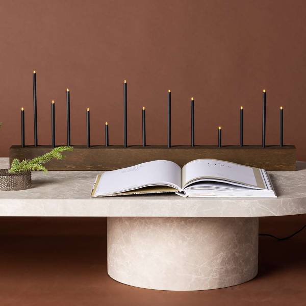 Arco luminoso Kungsberget MDF - 14 punti luce - Simil noce