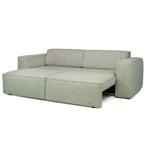Slaapbank LORALAI Geweven stof Hevi: Beige-groen