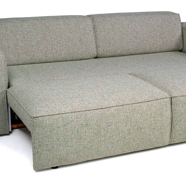 Slaapbank LORALAI Geweven stof Hevi: Beige-groen