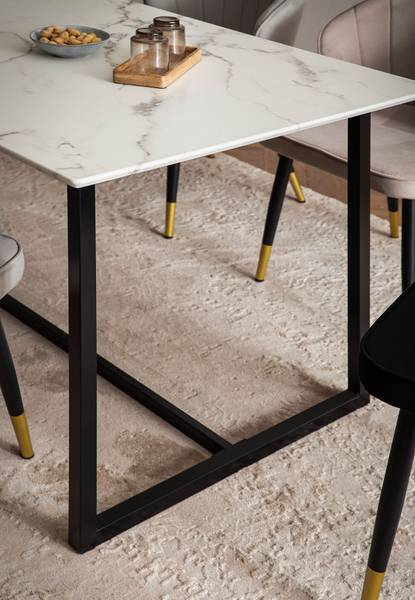 Table de salle à manger Nauno Imitation marbre blanc - 160 x 80 cm