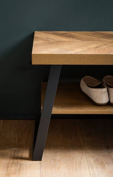 Panca porta scarpe Gasbo Effetto rovere / Nero