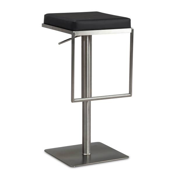 Sgabello da bar Enzau Similpelle / Acciaio inox - Nero / Argento