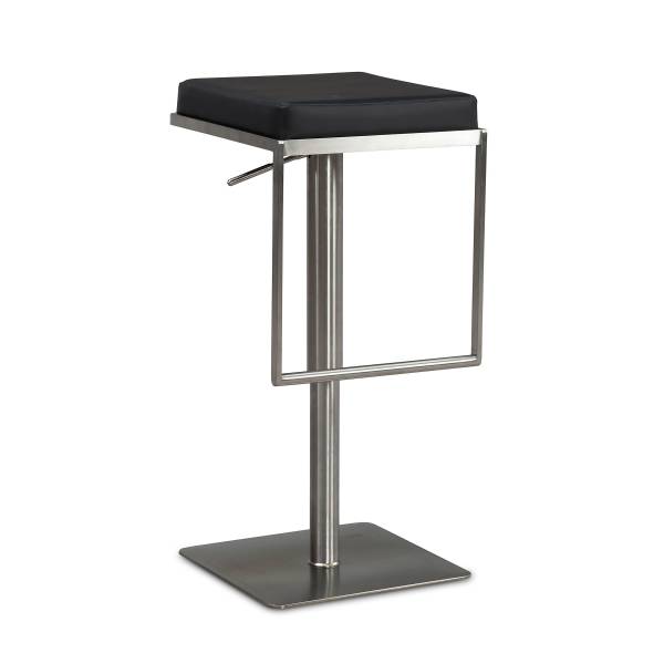 Sgabello da bar Enzau Similpelle / Acciaio inox - Nero / Argento