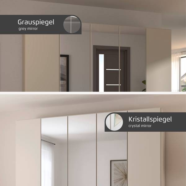 Armadio angolare Alabama specchio grigio Champagne / Effetto quercia Artisan - Larghezza: 100 cm - Alluminio