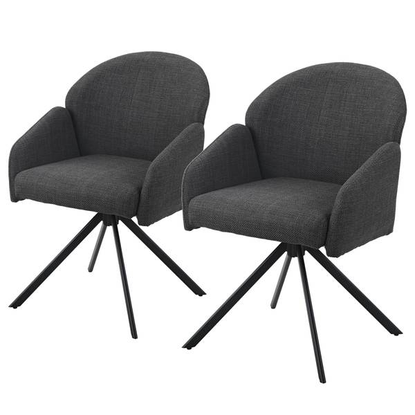 Chaises à accoudoirs pivotantes Holly Anthracite