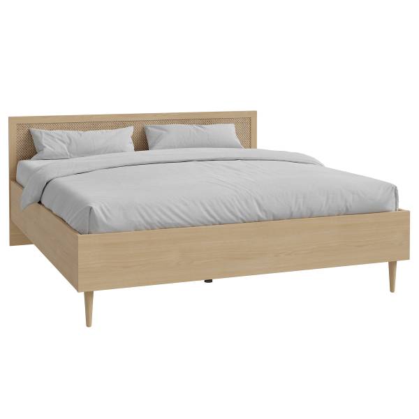 Bedframe Attesala eikenhouten look/beige