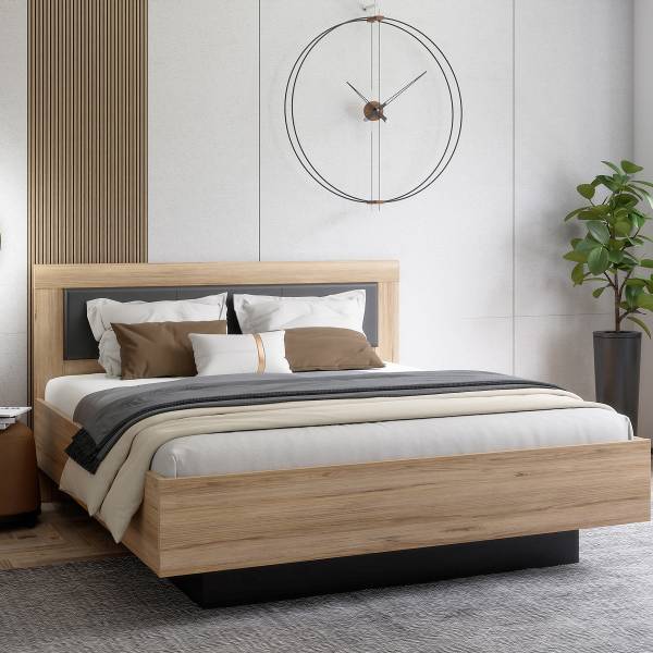 Struttura letto Franken Effetto rovere / Nero