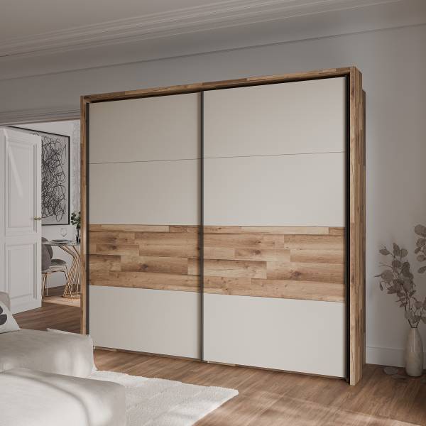 Armadio con ante scorrevoli Rye Cashmere / Effetto rovere