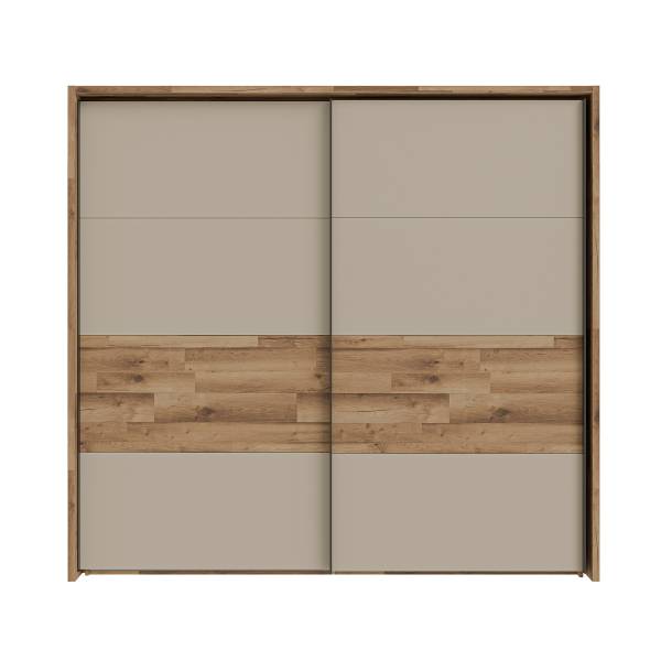 Armadio con ante scorrevoli Rye Cashmere / Effetto rovere