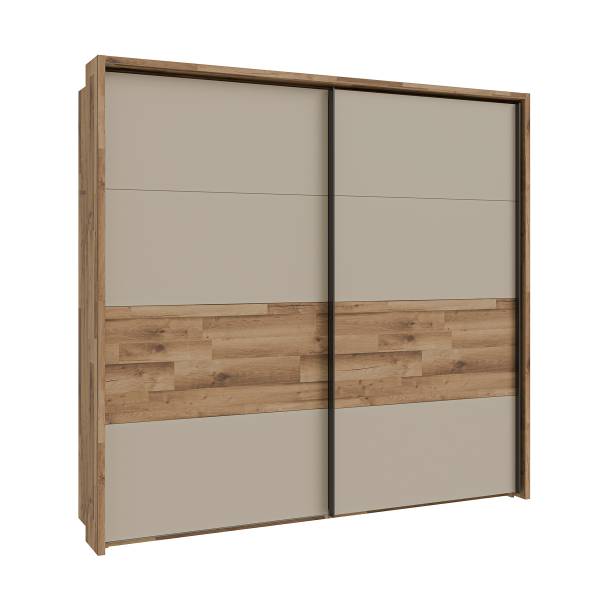 Armadio con ante scorrevoli Rye Cashmere / Effetto rovere