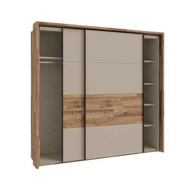 Armadio con ante scorrevoli Rye Cashmere / Effetto rovere