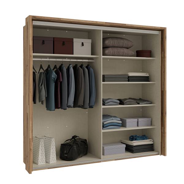 Armadio con ante scorrevoli Rye Cashmere / Effetto rovere