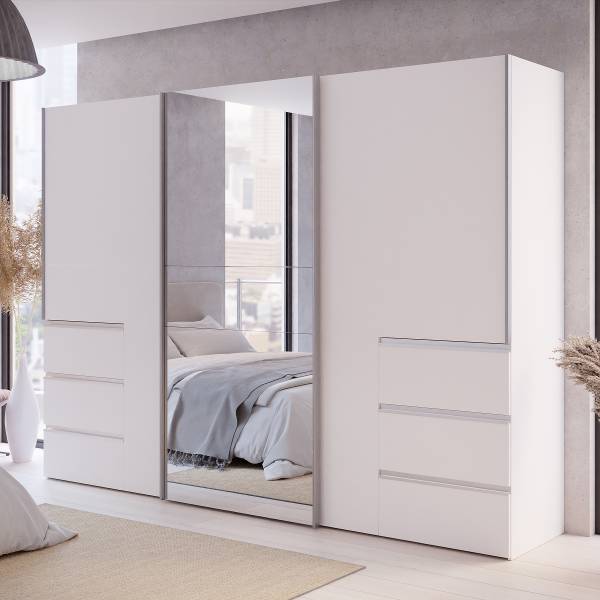 Zweefdeurkast Tover spiegel wit