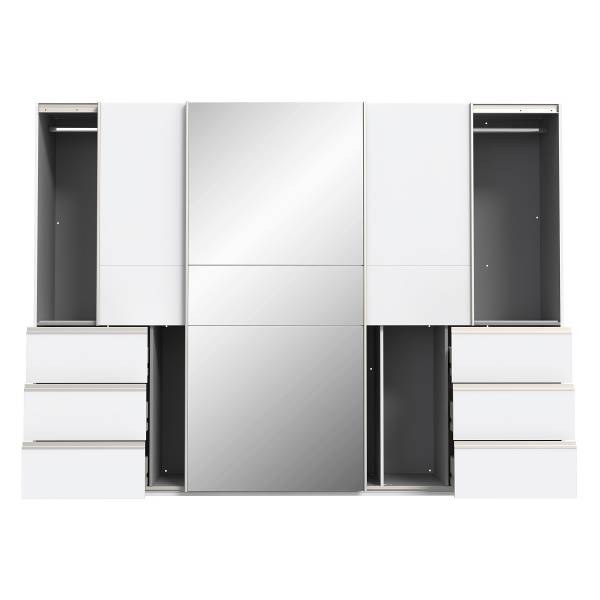 Zweefdeurkast Tover spiegel wit