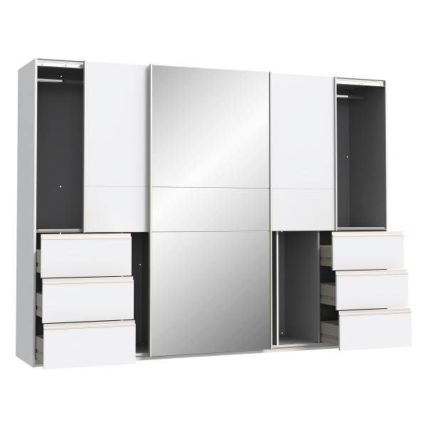 Zweefdeurkast Tover spiegel wit