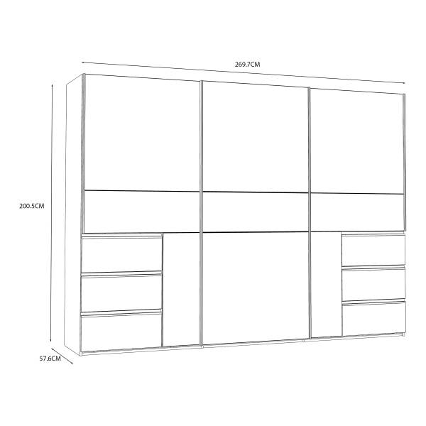 Zweefdeurkast Tover spiegel wit