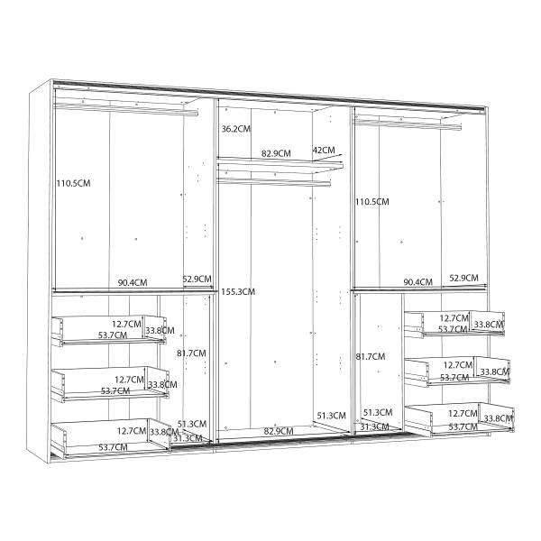 Zweefdeurkast Tover spiegel wit
