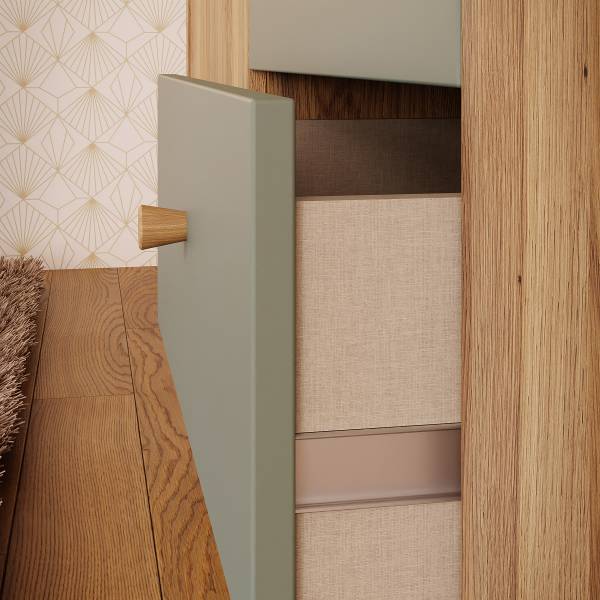 Armadio battente Sayeti Salvia / Effetto rovere