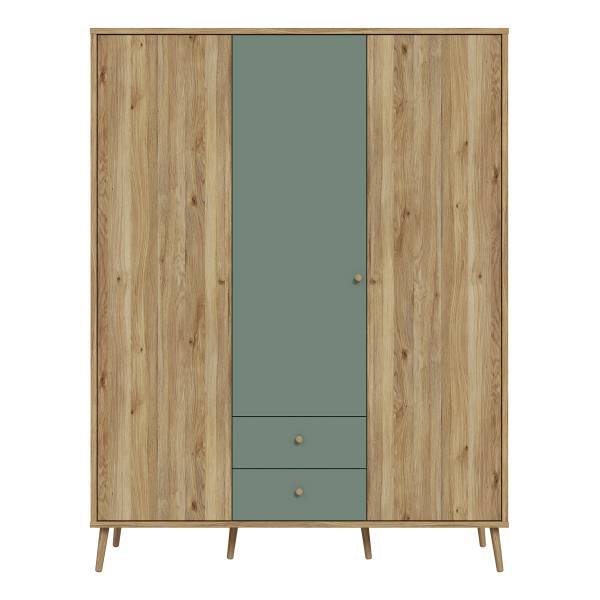 Armadio battente Sayeti Salvia / Effetto rovere
