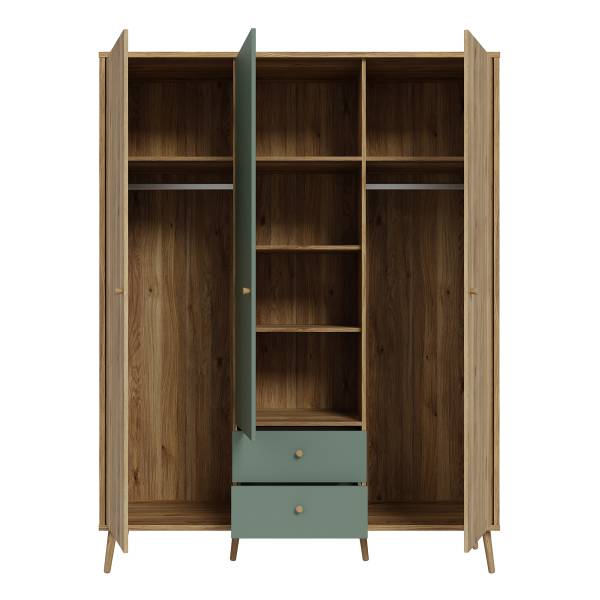 Armadio battente Sayeti Salvia / Effetto rovere