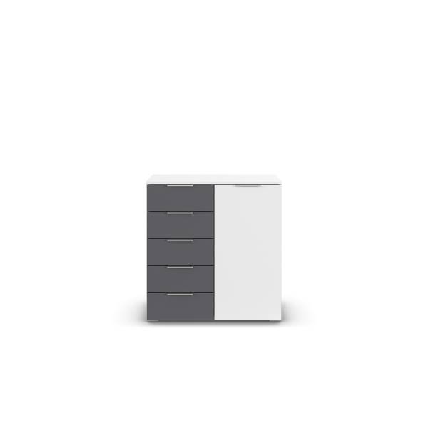 Commode Monza avec 1 porte - 80 cm Gris métallisé / Blanc alpin